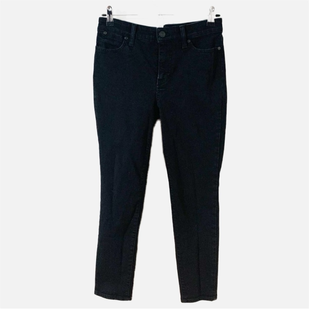 Talbots Slim Ankle Jeans Black Wash Denim Five Pocket Styling Button with Zip